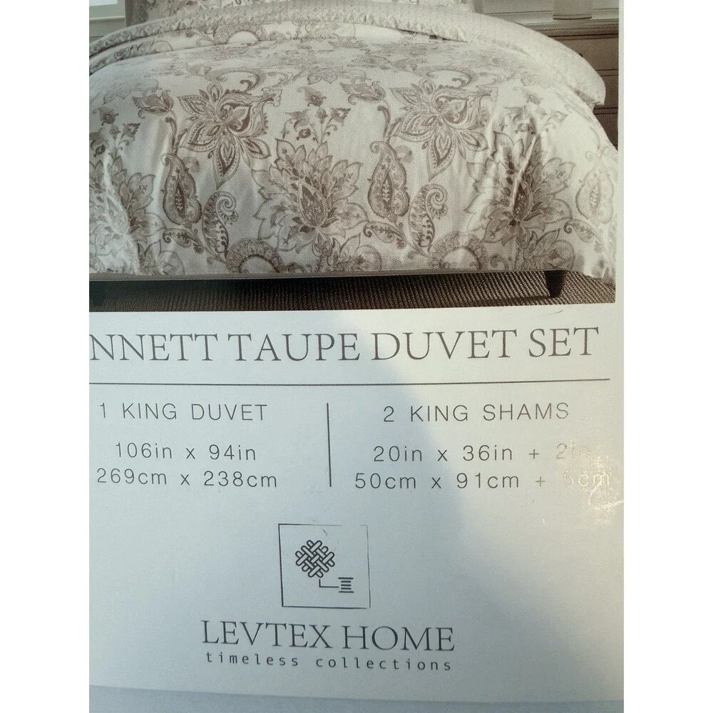 Duvet King Size Bennett Taupe Set Levtex Home New